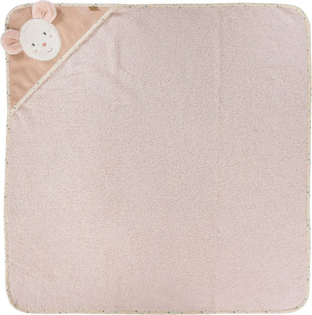 Fehn Kapuzenbadetuch für Kinder in Pink, flauschiges Frottier mit Bordüre, B/H: 80 x 80 cm - Bild 1