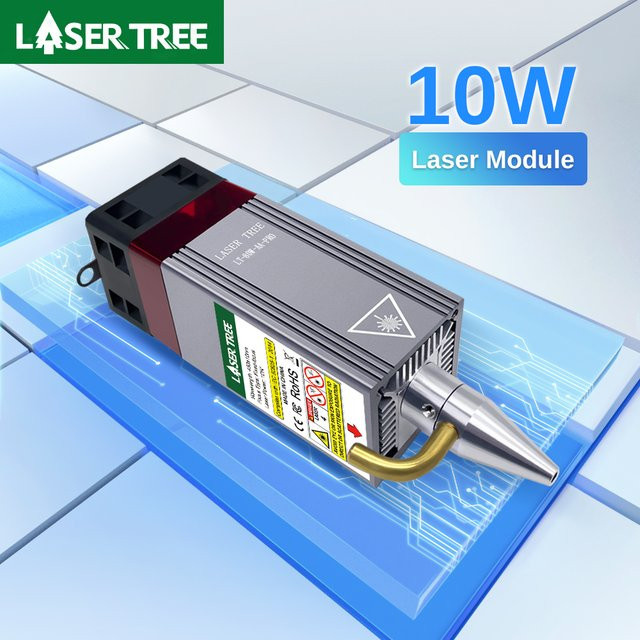 LASER TREE Lasermodul mit 10 W optischer Leistung, fester Fokus und Luftunterstützung für CNC-Lasergravierer zum Schneiden von Holz - Bild 1