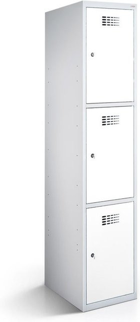 rotstahl Fächerschrank mit 3 Fächern in Weiß und lichtgrauem Korpus, B/T/H: 40 x 50 x 180 cm - Bild 1