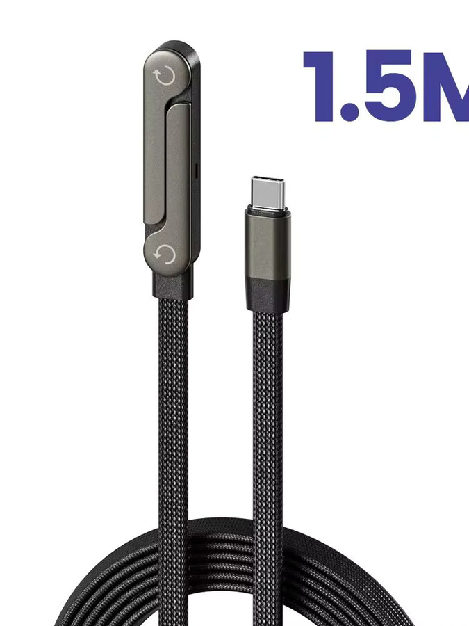 NNBILI USB-C auf USB-C Schnellladekabel mit faltbarem Ständer, 240W Typ-C Desktop-Ladekabel für iPhone, Schwarz - Bild 6