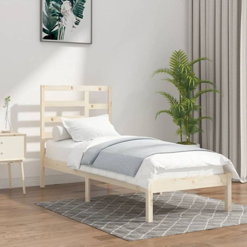 Massivholzbett Vidaxl aus Kiefer in Braun Natur im skandinavischen Design, B/T/H: 90 x 200 x 104 cm - Bild 1