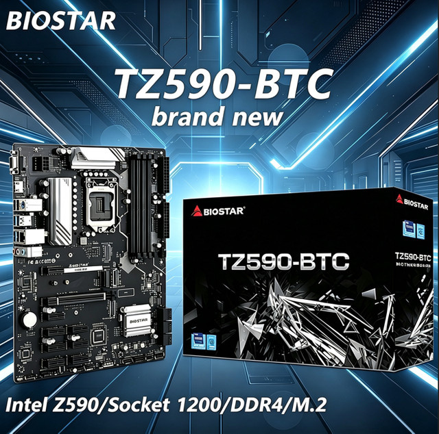 Biostar TZ590-BTC Z590 Motherboard LGA 1200 ATX DDR4 Schwarz - Bild 1