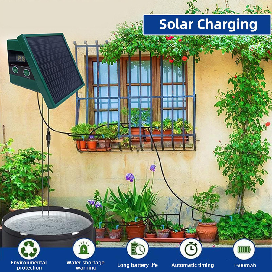 mfySpace Solar-Tropfbewässerungssystem mit Digitalanzeige für 10 Topfpflanzen, Grün - Bild 3