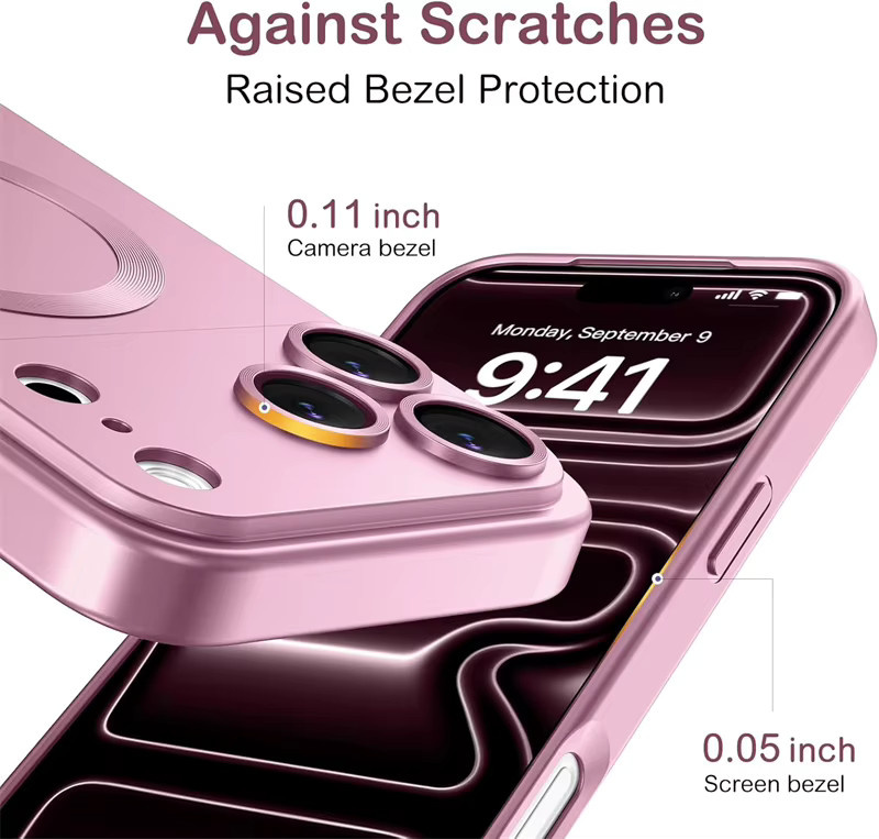 NMEGOU Magnetische TPU Handyhülle mit MagSafe Kompatibilität für iPhone 11 bis iPhone 17 Pro Max Plus in Schwarz und Pink - Bild 4