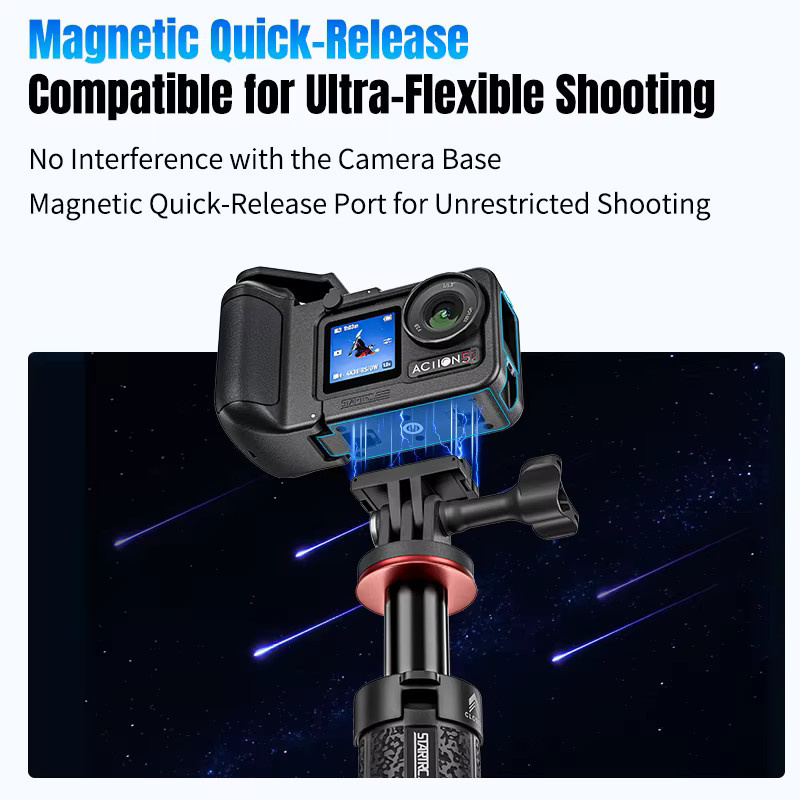 DJI OSMO Action 5 Pro/4/3 Street Shooting Erweiterter Batteriegriff in Schwarz mit 1/4 Schraubenloch und Schnellverschluss für Action Cameras - Bild 5