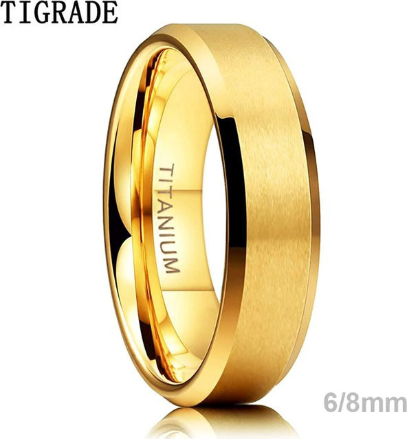 TIGRADE Ringe, Titan, goldfarben, matt, Unisex - Bild 1