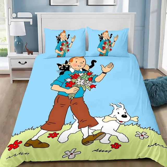 Bettwäscheset Tim und Struppi Abenteuer mit Bettbezug und Kissenbezug für Erwachsene und Kinder, B/B/H: 135 x 200 cm - Bild 1