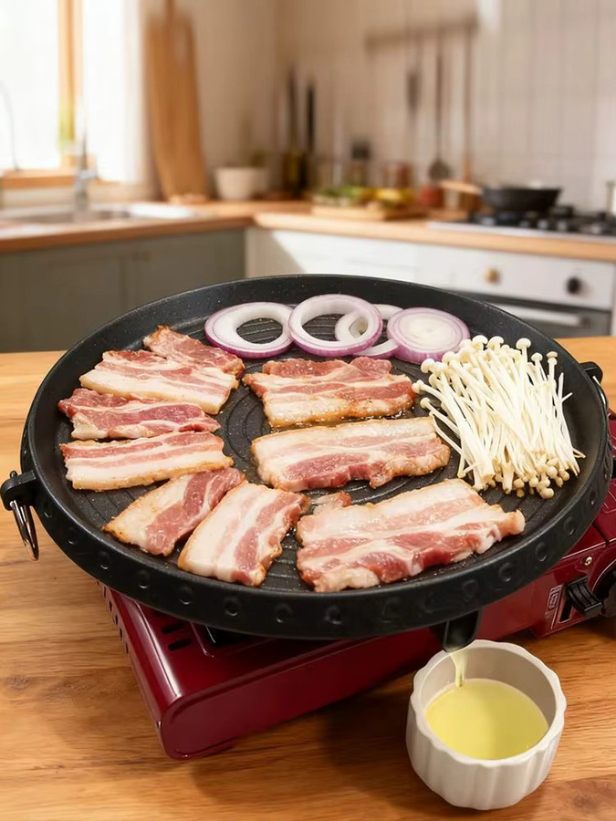 KOSUN Koreanische Grillpfanne mit Steinbeschichtung, antihaftbeschichtet, Schwarz, für Gas und Induktion - Bild 7