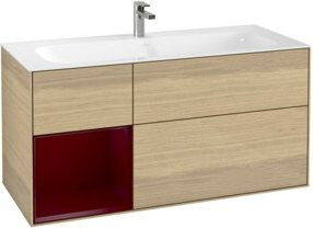 V&B Waschtischunterschrank Finion mit Wandbeleuchtung, Farbe: Eichenfurnier (Oak Veneer), Braun, B: 119,6 cm, T: 49,8 cm - Bild 1