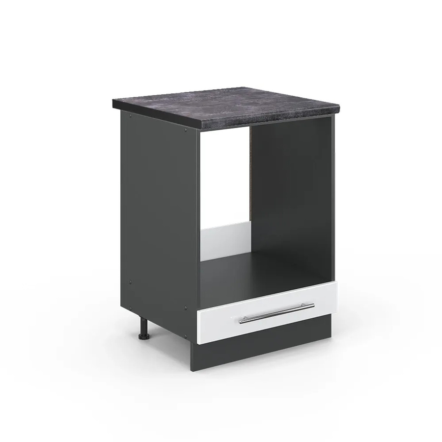 Vicco Herdumbauschrank Fame-Line Küchenschrank in Weiß Hochglanz und Anthrazit, B: 60 cm, H: 82 cm, T: 60 cm - Bild 2