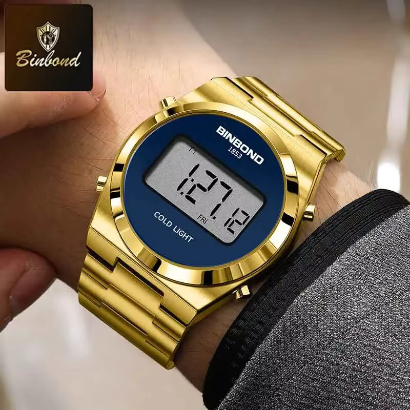 BINBOND Digitaluhr, Edelstahl, Silber, Herren - Bild 4