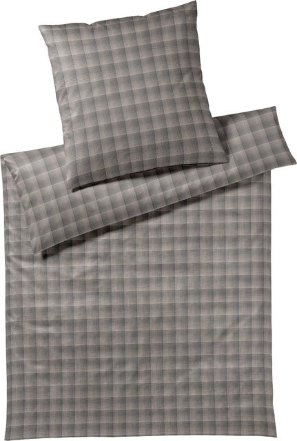 JOOP! Bettwäsche SOFT CHECKS aus Baumwoll-Flanell in Braun und Grau mit Deckenbezug und Kissenbezug, B/H: 135 x 200 cm und 80 x 80 cm - Bild 1