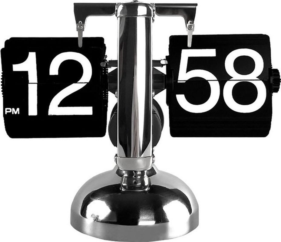Tooarts Digitale Flip-Uhr im Retro-Minimalismus, mechanische Schreibtischuhr aus Metall, Schwarz - Bild 1