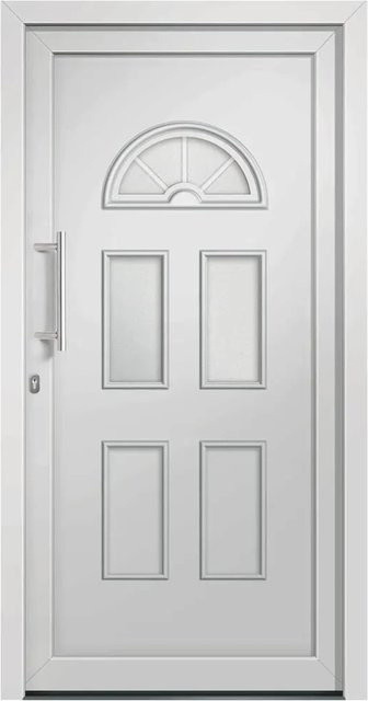 vidaXL Haustür Weiß mit Glaseinsatz aus Aluminium und Stahl B: 98 cm, H: 208 cm - Bild 1