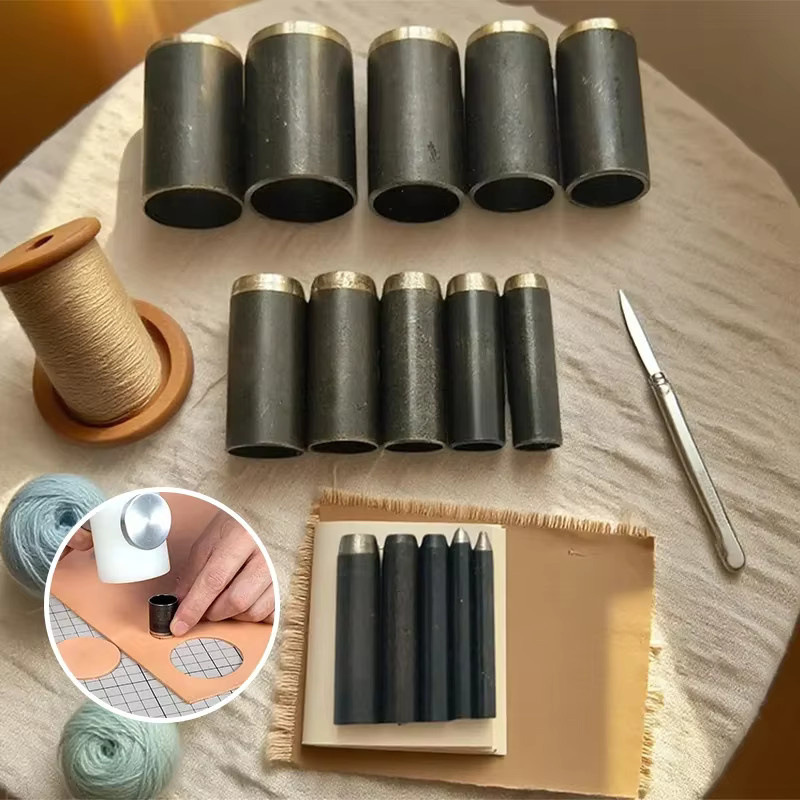Runder Lederlocher Set aus Metall mit 15 Größen und Aufbewahrungskoffer für DIY-Bastelarbeiten - Bild 2