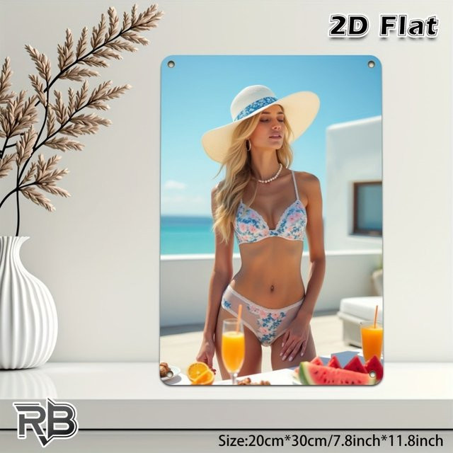 HELLOYOUNG Wandkunst-Dekoration Sexy Bikini Girl Metallschild Mehrfarbig - Bild 1