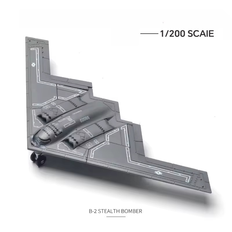 ZOCO Spielzeugflugzeug US Air Force B-2 Spirit Ghost Bomber im Maßstab 1:200, grau/schwarz, Kunststoff-Modellflugzeug als Sammlerstück und Geschenkdisplay - Bild 3