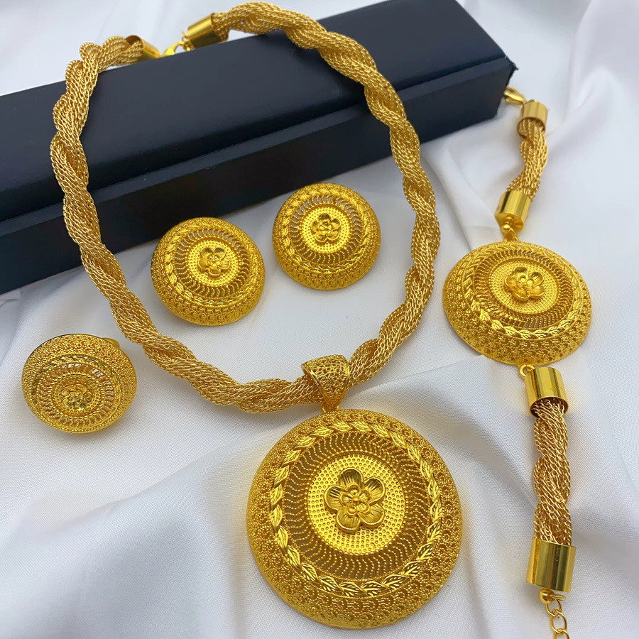 ANIID Schmuckset Halskette und Ohrringe, 24k vergoldet, Damen - Bild 2