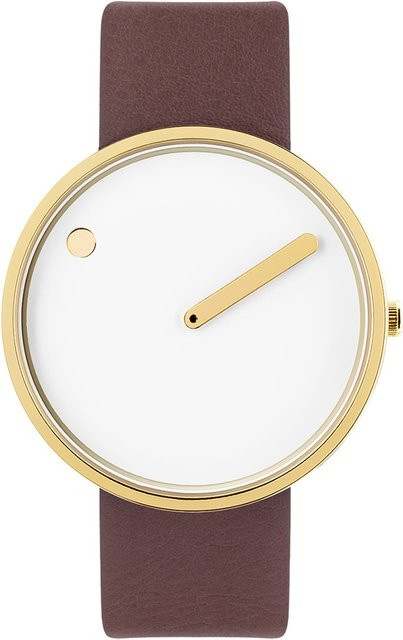 PICTO Analoguhr, Quarz, Edelstahl, Weiß, Leder, 40 mm, Unisex - Bild 1