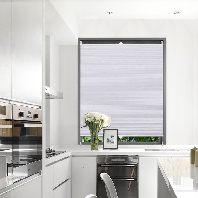 WOLTU Moderne Waben-Doppelplissee-Jalousie für Fenster und Türen mit Klemmhalterungen, blickdicht und verdunkelnd, Farbe: Weiß, B: 130 cm, H: 115 cm - Bild 1