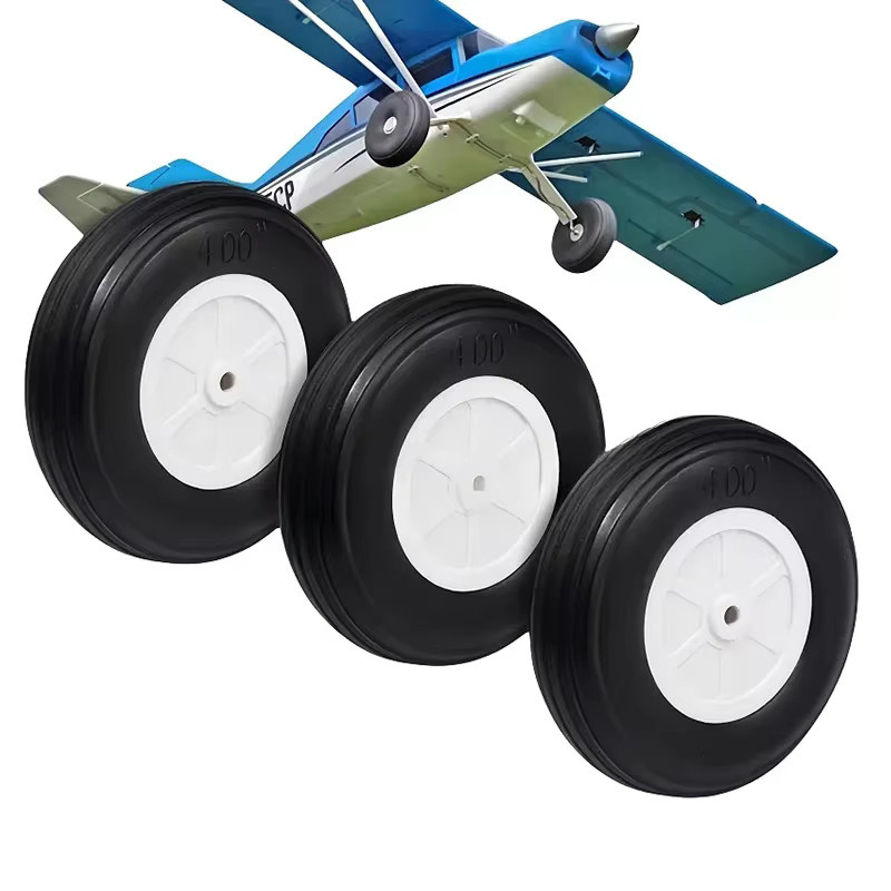 2 Stück PU-Gummiräder für RC-Starrflügelflugzeugmodelle, Zubehör, Schwarz - Bild 2