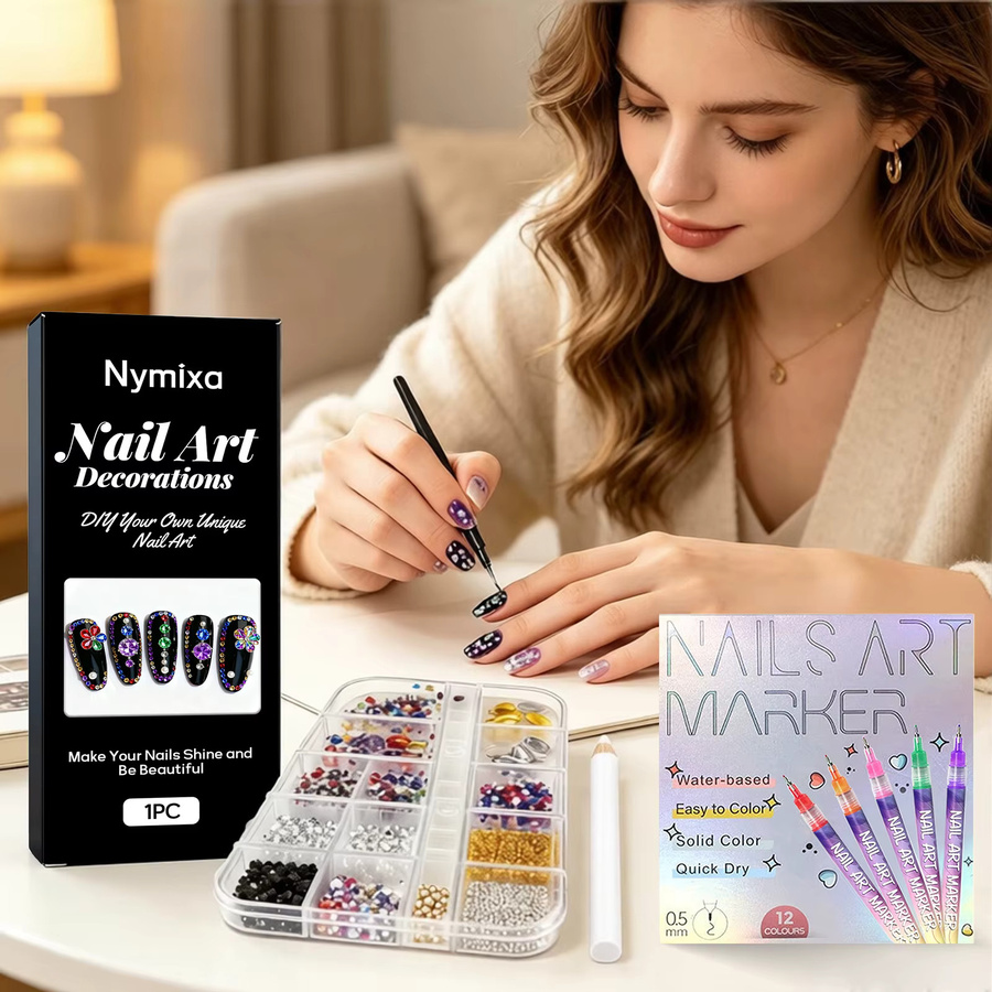 Nymixa Glitzer-Kunst-Strass, bunt, 12 Fächer, Unisex, glänzend - Bild 2