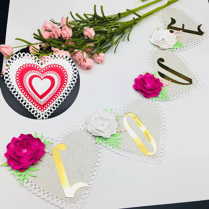 Alinacutle Metall-Stanzform Set mit 5 Stück in Tropfenform und Mega-Herz für Bastelarbeiten, Papier und Scrapbooking - Bild 4