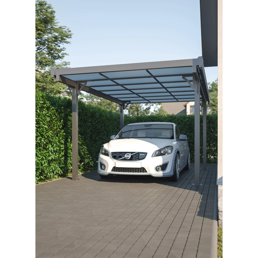 Floraworld Flachdach-Einzelcarport aus Aluminium in Anthrazit mit Polycarbonatplatten und integrierter Regenrinne, B: 496 cm, T: 300 cm - Bild 2
