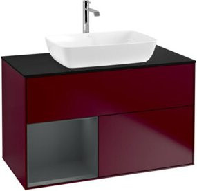 V&B Finion Waschtischunterschrank mit Wandbeleuchtung in Blau, lackiert, Breite: 100 cm - Bild 1