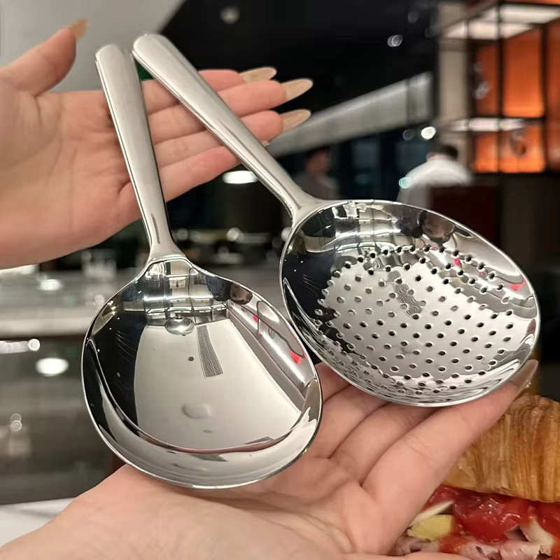 XMSJ Servierlöffel aus Edelstahl in Silber für Suppen und Reis - Bild 2
