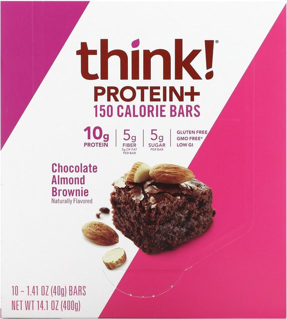 thinkThin Protein- & Ballaststoffriegel Schokoladen-Mandel-Brownie 10 x 40 g - Bild 1