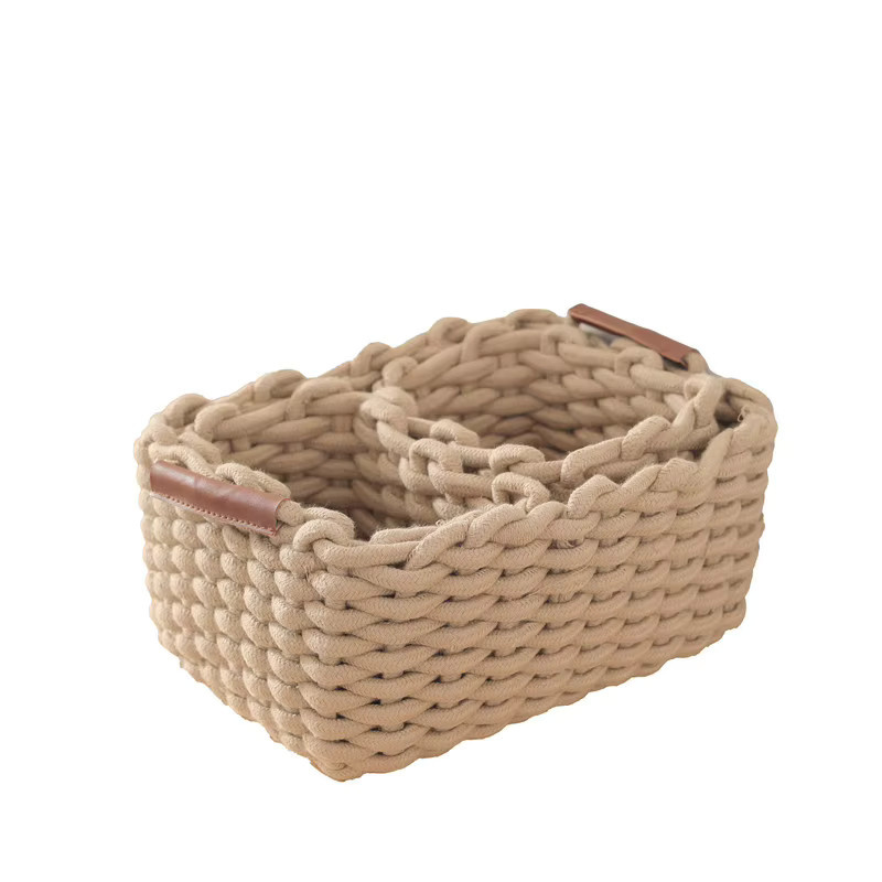 Multifunktionale gewebte Aufbewahrungskörbe aus Stoff in Braun als Organizer-Box für Schreibtisch, Kosmetik und Spielzeug - Bild 3