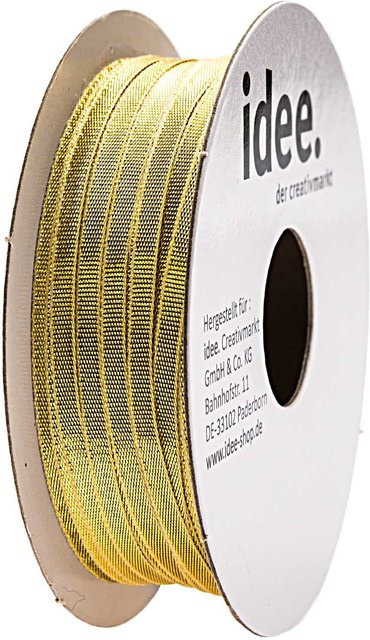 idee. Creativmarkt Laméband Gold aus Polyester für deine Weihnachtsdekoration, Breite: 0,3 cm, Länge: 10 m - Bild 1
