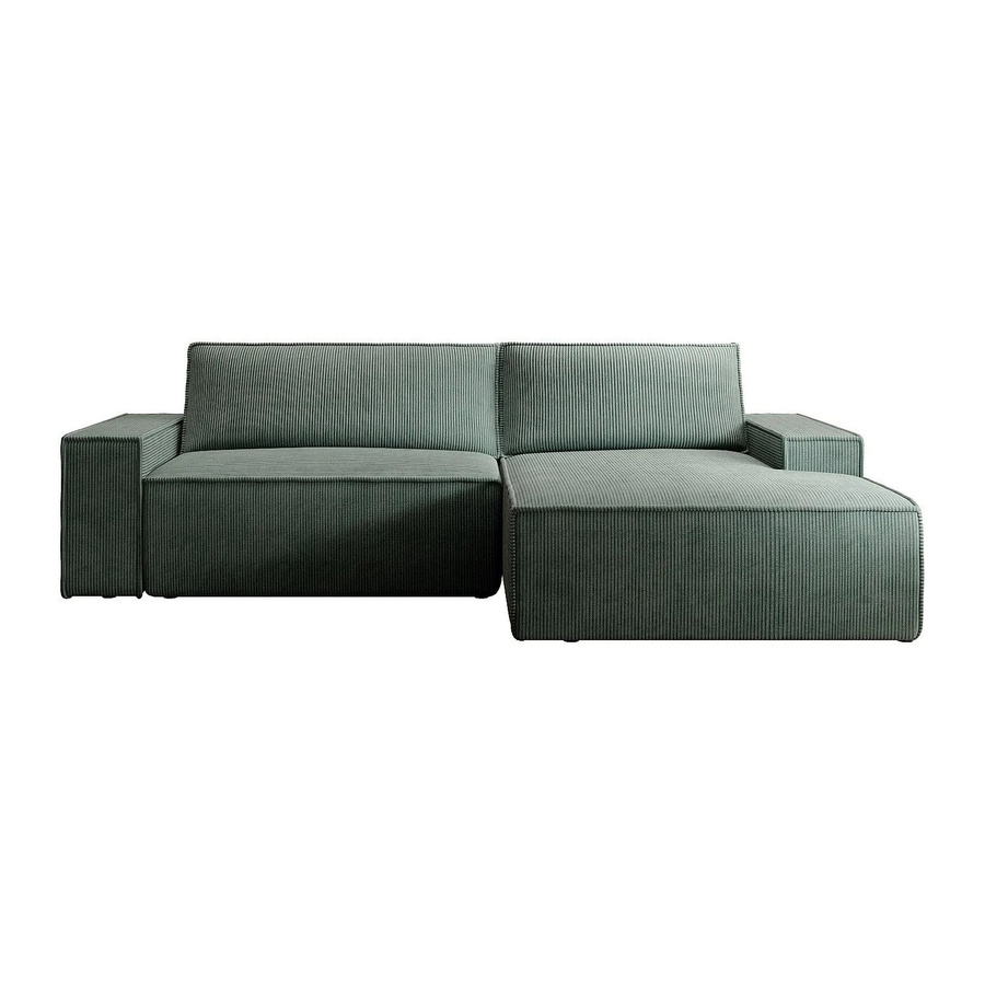 Vente-unique Sofa Amelia in Tannengrün mit Cord-Bezug und L-Form, Breite: 267 cm - Bild 2