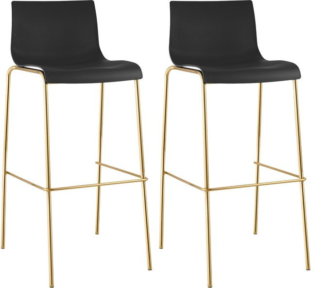 CLP Barhocker 2er Set Hover stapelbar mit Fußablage, Barstuhl mit Kunststoff-Sitz und Metallgestell in Goldoptik - Bild 1
