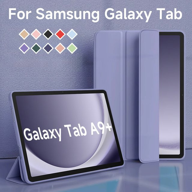 Samsung Galaxy Tab A9+ Hülle mit Klappständer aus weichem TPU in Grün - Bild 1