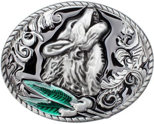 Binchi Keji Travel Gürtelschnalle Western-Wolf, Legierung, grau, Herren - Bild 1