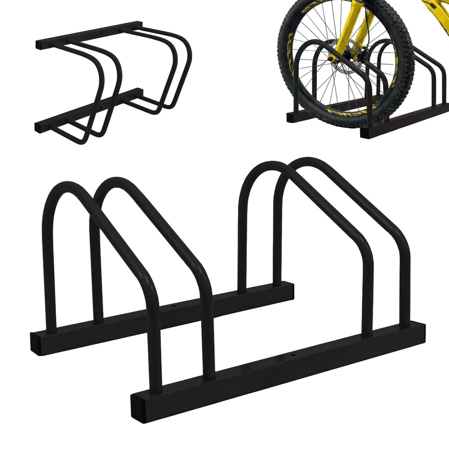 Relaxdays Fahrradständer aus Stahl in Schwarz für 2 Fahrräder zur Boden- und Wandmontage, B/T/H: 51 x 27 x 24 cm - Bild 2