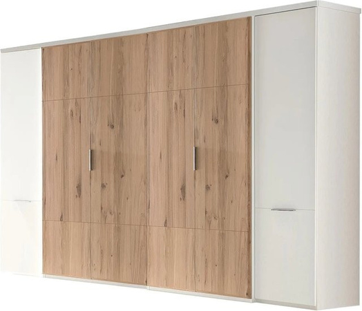 6-türiger Kleiderschrank Telmex in Eiche teilmassiv und Weiß im skandinavischen Design