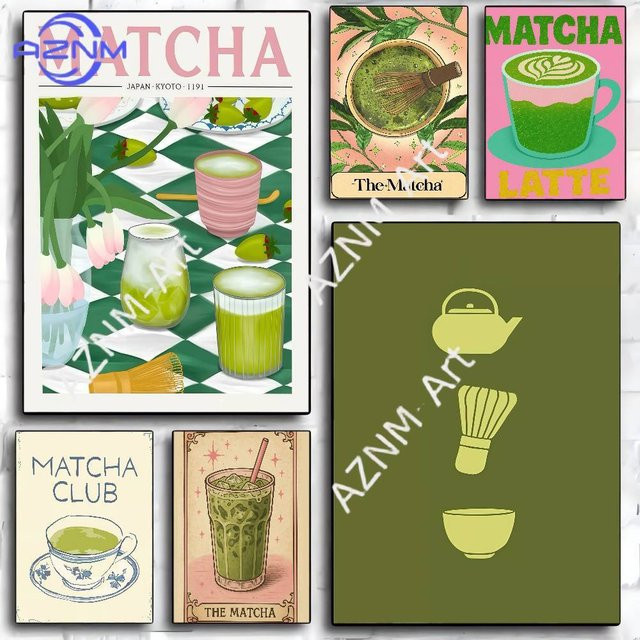 KAYOU Japanischer MATCHA CLUB Selbstklebender Retro Kraftpapier Aufkleber als Wandbild für dein Zimmer, Bar oder Café in Mehrfarbig - Bild 1