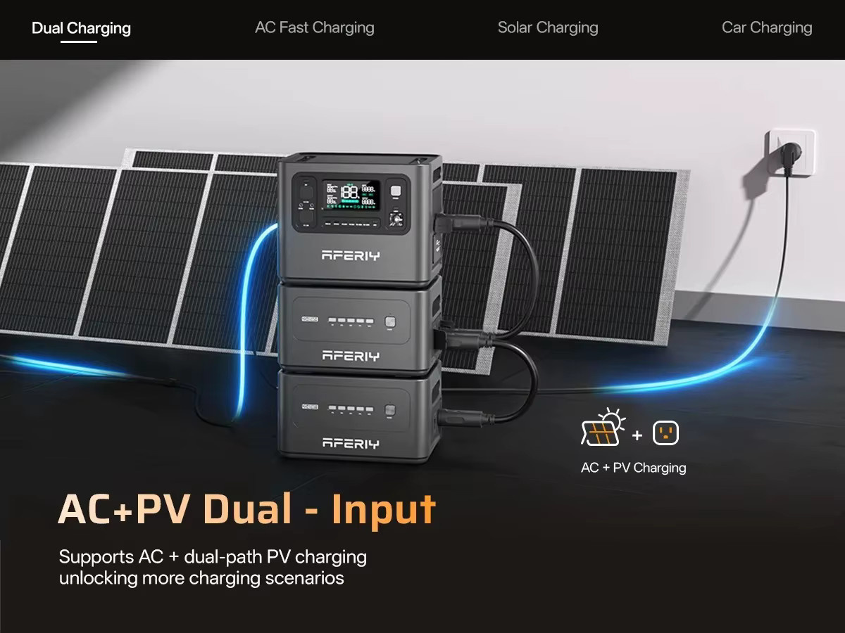 AFERIY P280 Tragbare Powerstation mit 2800W Solarladung, 2048Wh LiFePO4-Akku und App-Steuerung für Zuhause und Outdoor Camping - Bild 4