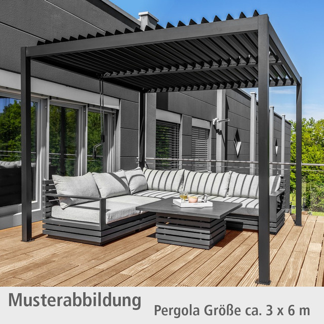 Bioklimatische Pergola von HC Garten & Freizeit aus Aluminium in Anthrazit, B/T/H: 6 x 3 x 2,4 m - Bild 1