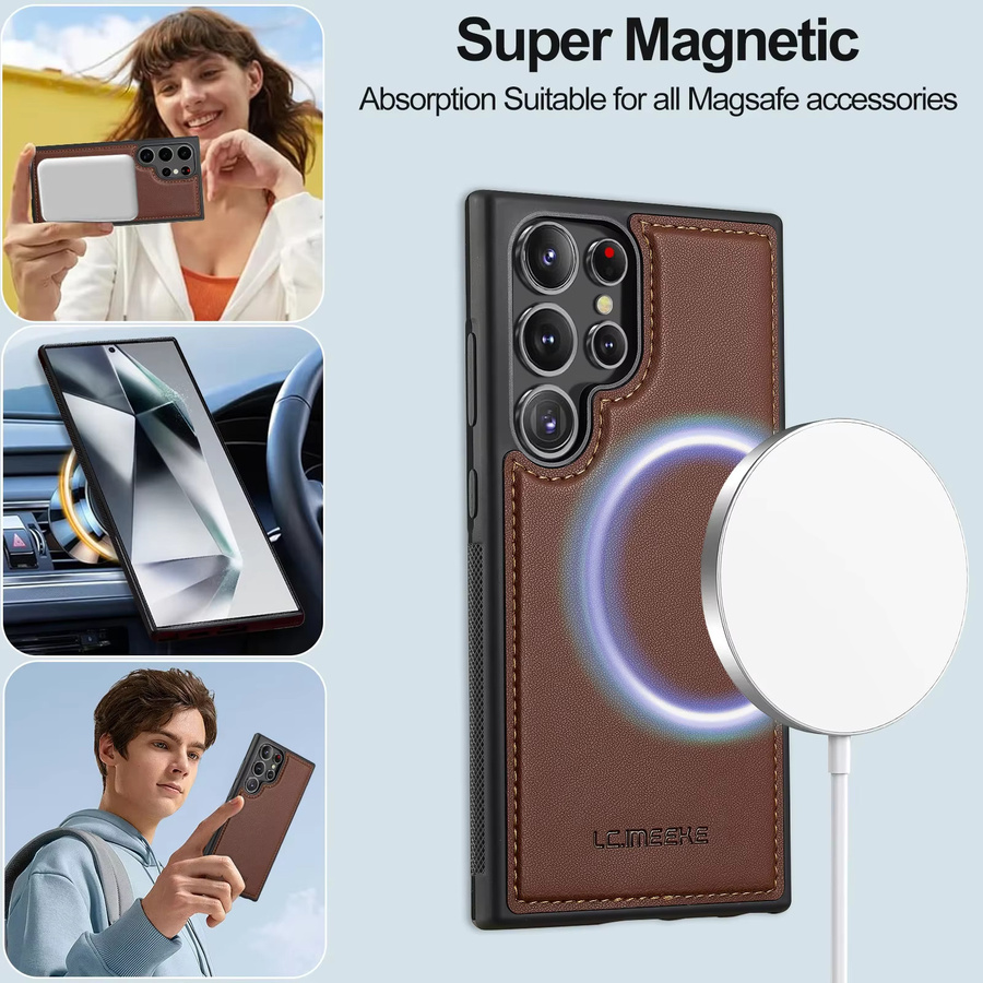 Leder Magnetische Flip Wallet Case für Samsung Galaxy S26 S25 S24 S23 S22 S21 sowie A17 A16 A36 A56 A15 A35 A55 A54 A34 in Braun - Bild 5