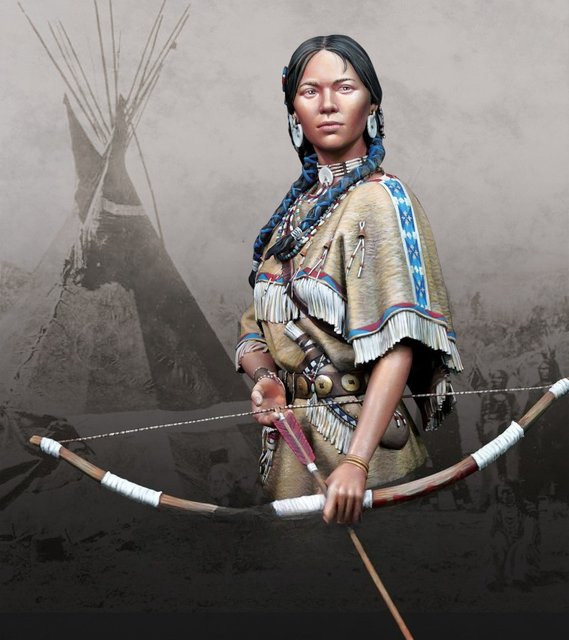 JIJIE Indianerin mit Schleifen, Modellbausatz, Statue, Maßstab 1:10 - Bild 1