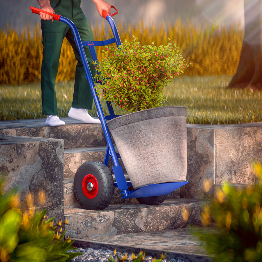 Gardebruk Sackkarre in Blau aus Stahl mit Luftbereifung und klappbarer Schaufel - Bild 2