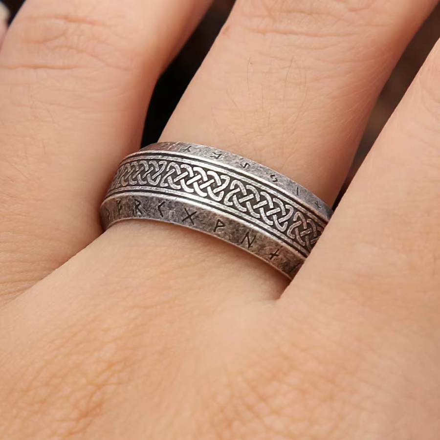 NORTHMAN Ring, Edelstahl, Vintage, Silber, Unisex - Bild 3