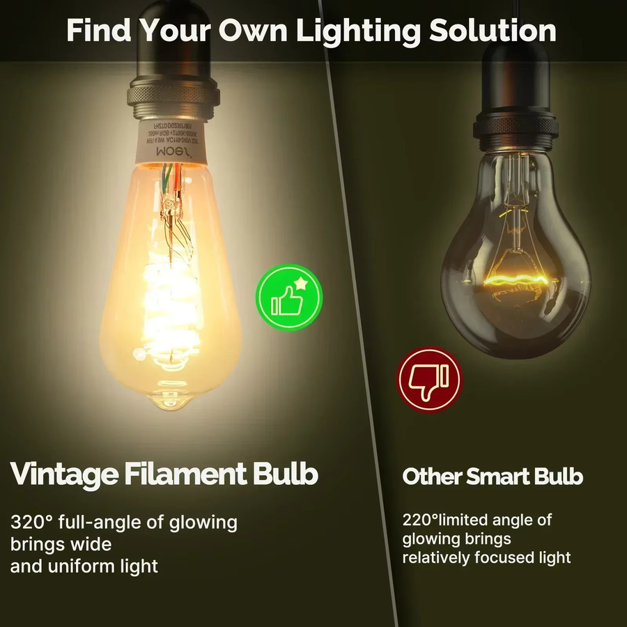 MOES Tuya WiFi Smart ST64 Edison LED-Glühbirne mit 16 Millionen RGB-Farben, dimmbar, kompatibel mit Alexa und Google Home - Bild 5