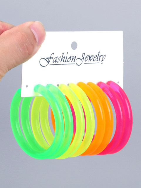 Fishsheep Creolen Set, Neon Farbe, Acryl, Damen - Bild 1