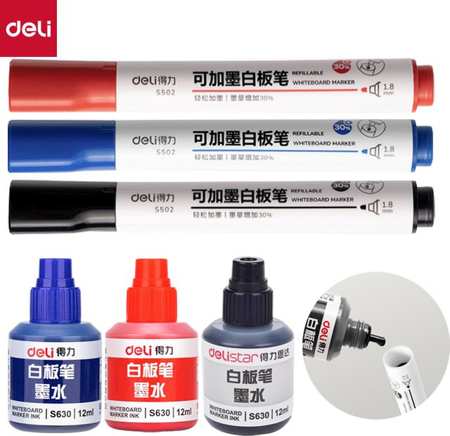 Deli S502 Whiteboard-Marker mit nachfüllbarer Tinte in Blau - Bild 1