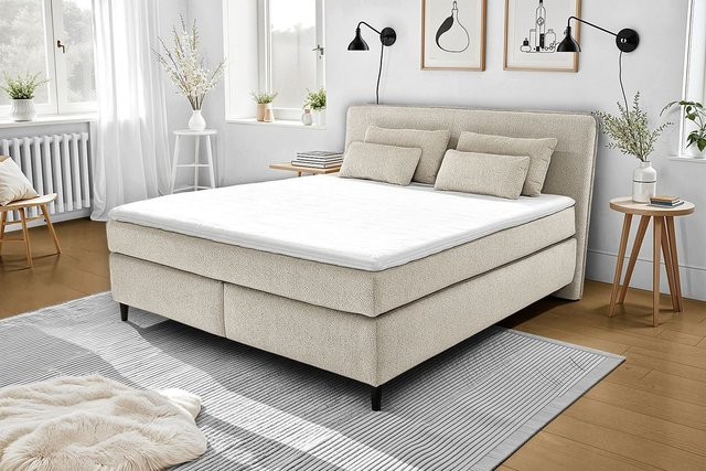 Boxspringbett HARPER JODAR in Beige mit Bonell-Federkern und Polsterung, B/T/H: 180 x 200 x 66 cm - Bild 1